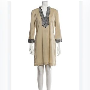 Tory Burch Tan Tunic  Shift Embroidery Dress Sz 10